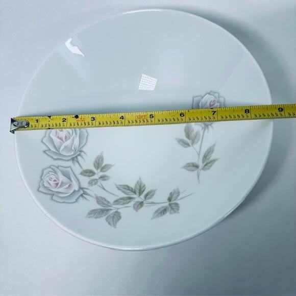Noritake Edenrose Round Vegetable Serving Bowl Gray/Pink/White Roses VTG - Picture 3 of 11